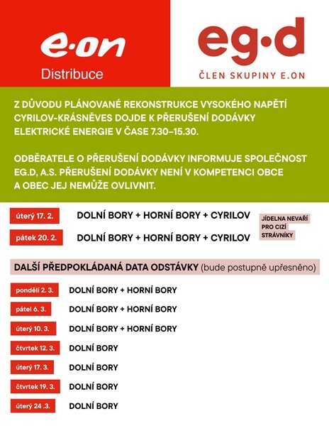 Ozn&aacute;men&iacute; o přeru&scaron;en&iacute; dod&aacute;vky elektrick&eacute; energie EGd 26