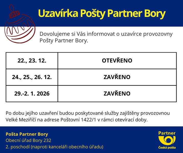 uzavirka posta V&Aacute;NOCE